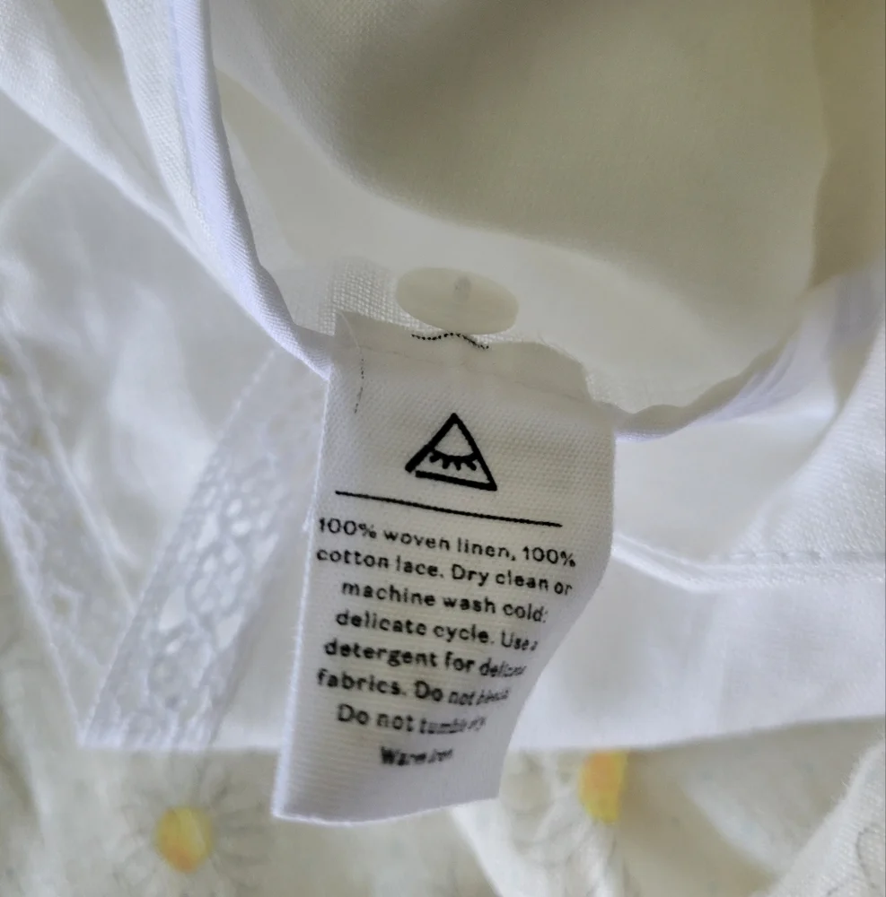 Sleeper Marie 100% linen daisy print mini dress, small - Picture 15 of 15